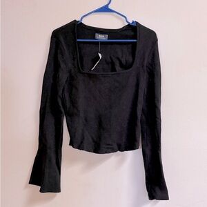 Anthropologie Black Square Neck Sweater